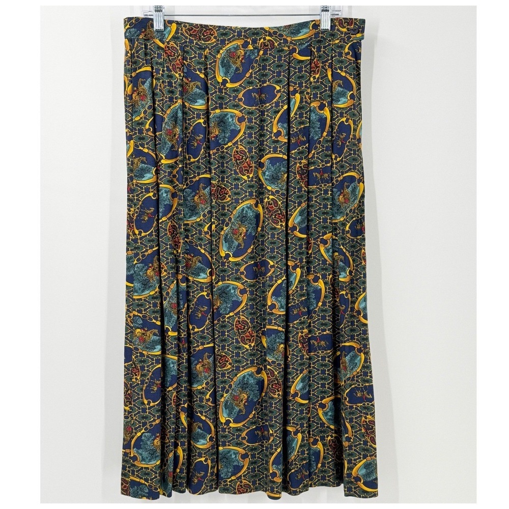 Vtg Pendleton Maxi Skirt sz 14 Equestrian Old Money Scarf Print 90s office